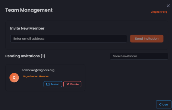 User account page